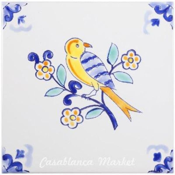 Oiseau en carrelage méditerranéen, dosseret en carrelage marocain, carrelage peint à la main, carrelage italien, carrelage Talavera, décoration en porcelaine, carrelage décoratif de cuisine