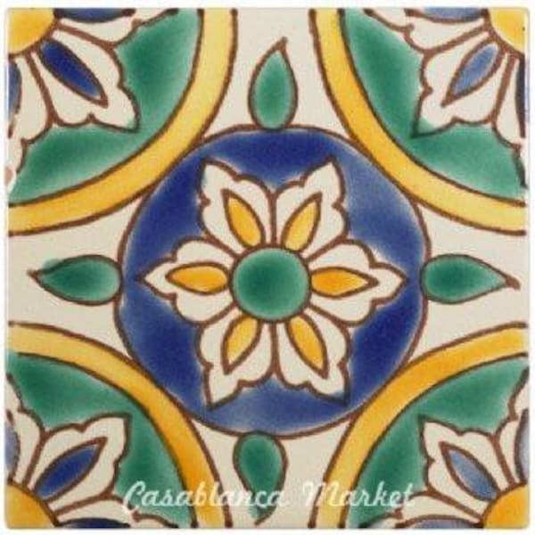 Handmade Mediterranean Hand Painted Tile, Spain Decoration, Small Tile Backsplash, Kitchen Tile, Wall Tile, Ceramic Tile, Granada Ceramic