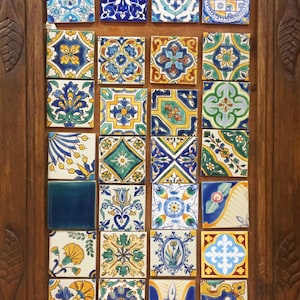 Ceramic Tile, Mediterranean Decor, Moroccan Tile, Italian Tile, Mediterranean Tile, Wall Decor, Hand Painted Tile, Mosaic Tile Coasters image 2