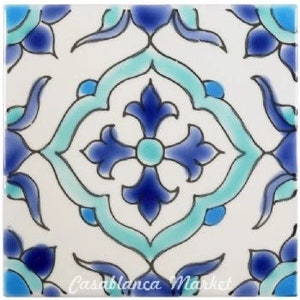 Hand Painted Mediterranean Tile, Ceramic Moroccan Tile For Mosaics, Kitchen Backsplash, Decorative Coasters Tile, Mediterranean Decor