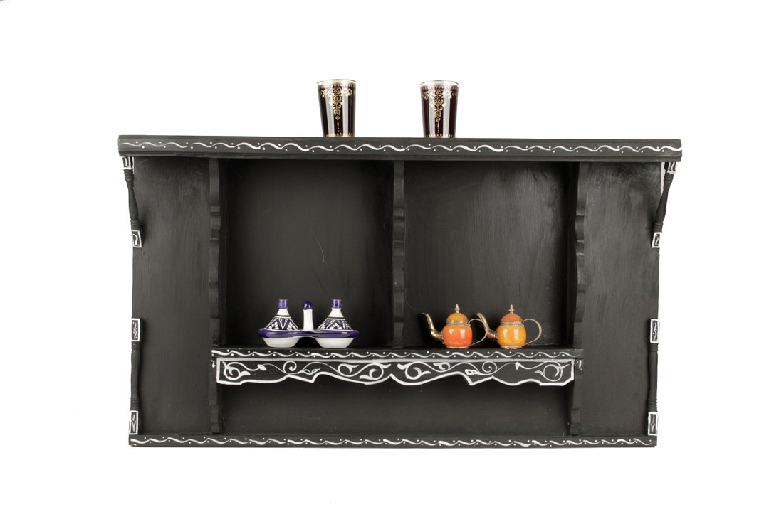 Vintage Moroccan Wood Shelf, Wood Floating Shelf, Wood Moroccan Wall