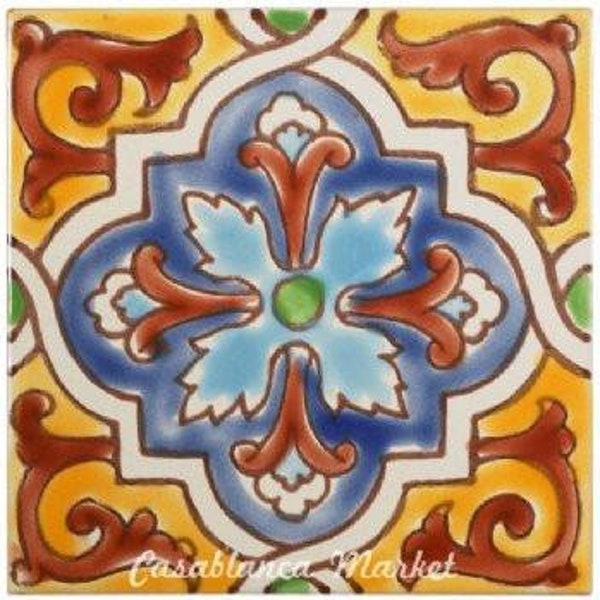 Italian Backsplash Tile, Mediterranean Ceramic Tile, Moroccan Art Tiles, Kitchen Tile, Sicilian Tile Wall Art, Coasters Tile, Square Tiles