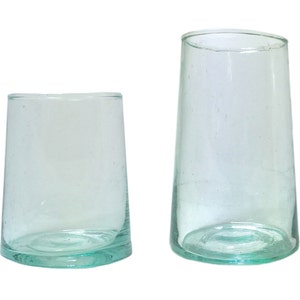 FREE SHIPPING Moroccan Stemless Hand-Blown Wine Glasses, Clear Short Set of 6 image 4