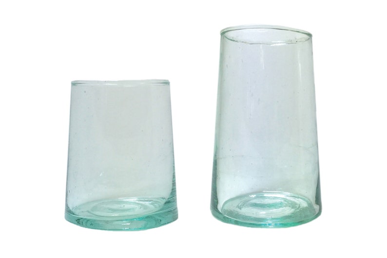 FREE SHIPPING Moroccan Stemless Hand-Blown Wine Glasses, Clear Short Set of 6 image 4