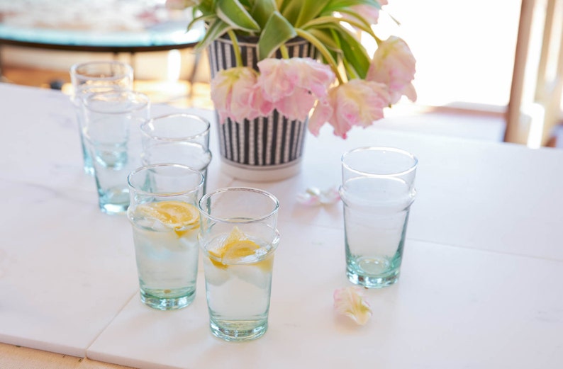 Classic Moroccan Hand Blown Tea Glasses Set Clear Short Set Etsy