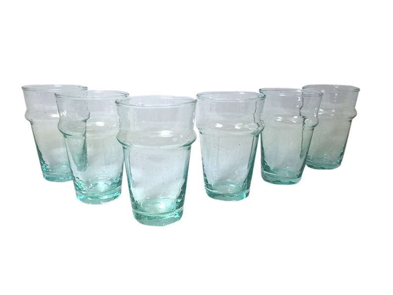 Classic Moroccan Hand Blown Tea Glasses Set Clear Short Set Etsy