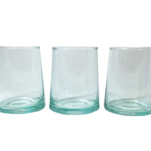 FREE SHIPPING Moroccan Stemless Hand-Blown Wine Glasses, Clear Short Set of 6 image 1