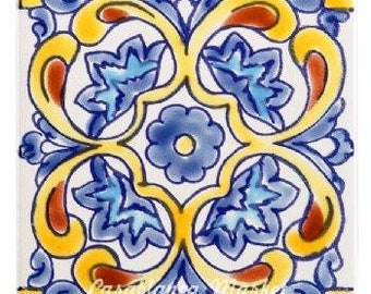 Italian Backsplash Tile, Mediterranean Tile 4x4, Border Tiles, Decorative Ceramic Tiles, Hand Painted Moroccan Tiles, Garden Tiles, Outdoor