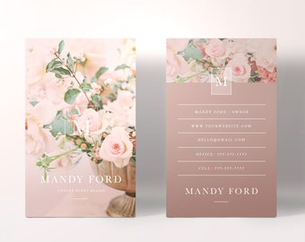 Business Card Template For Event Planners, Photographers, and Creatives | Dusty Rose Mauve Design