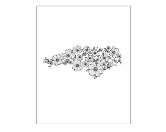 North Carolina Dogwood Flower Print, NC State Art (Digital Download)