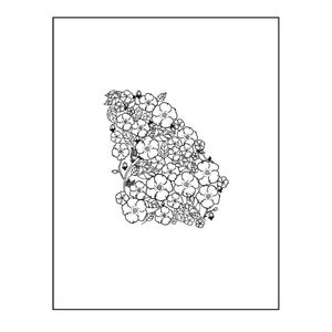 Georgia State Flower Prints, State Flower Art, Instant Digital Download Prints, VA Art Print, Line Drawing Print, Contemporary Art, Prints