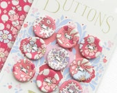 Tilda Plum Garden Fabric Covered Button 17mm 9 Pieces TIL400024 Peach