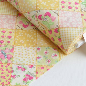 1/2 yard Yuwa Atsuko Matsuyama Japan | Strawberry Party | AT826764 D Yellow