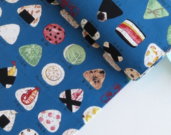 1/2 yard Kokka Onigiri Sushi Rice Ball Cotton Oxford | Japanese Import | YPA-46030-1-E