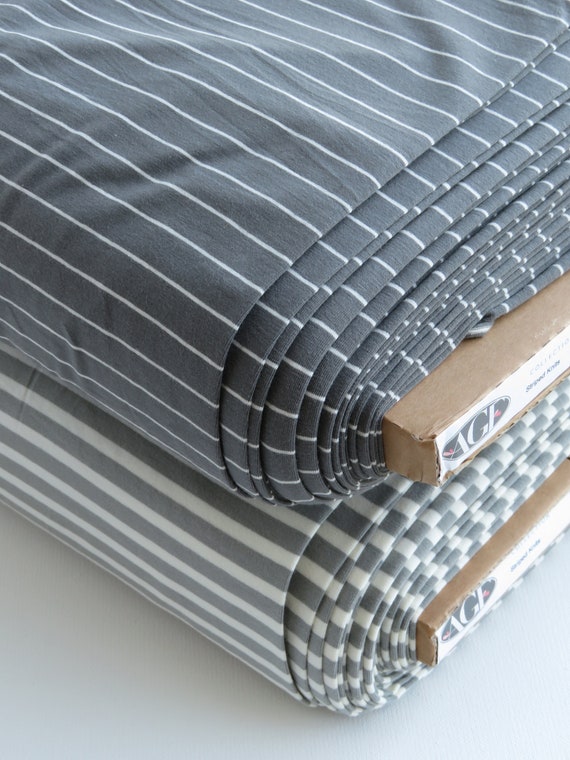 1/2 yard Striped Knits | Striped Sleek Graphite (K-ST-303) or Striped Alike Grey (K-ST-102) | 58-60" | Art Gallery Fabric Apparel Knits