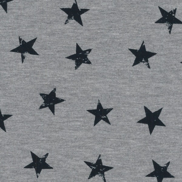 Sweat Knits by Stof A/S of Denmark Fabrics 58" Wide | ST21-100 | Black Stars on Gray | By the yard