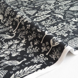 Menagerie Silhouette in Black from Camont Collection by Rifle Paper Co. | Cotton + Steel Fabric | RP708-BK1