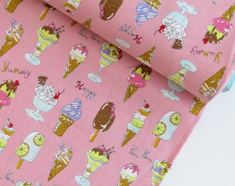 1/2 yard Kokka Trefle Pink Ice Cream from Yummy Fabric Collection | Japanese Import | KOKYKA-79030-2-B