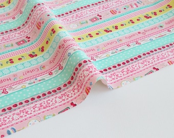 1/2 yard Yuwa Atsuko Matsuyama Japan | Sewing Ribbon | AT829882 B Pink x Green