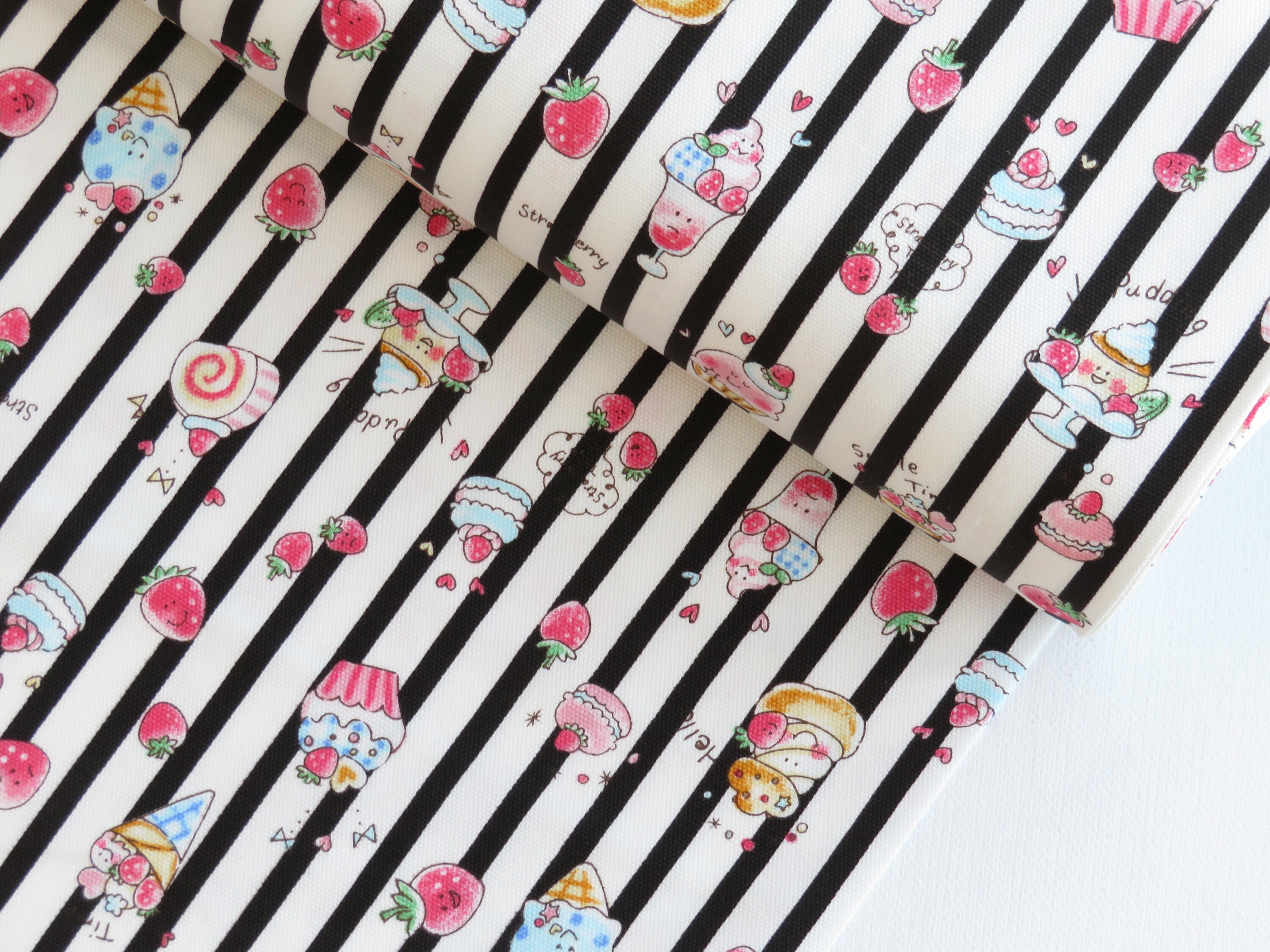 EOB 33” Kokka Smile Time Red Strawberry Stripes Cotton
