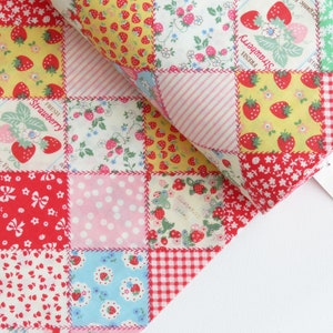 1/2 yard Yuwa Atsuko Matsuyama Japan | Strawberry Party | AT826764 A Red