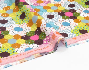 Hexágono vintage floral retro turquesa Catnap de Alexia Abegg / Ruby Star Society / RS4130-12