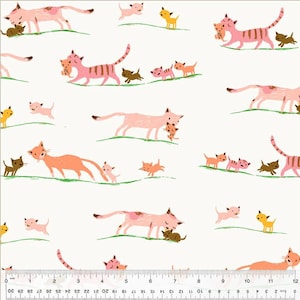 ヘザー・ロス・スタジオ・エディットによるクリーム・モーニング・キャッツ（ウィンダム・ファブリック社）| #40931D-5