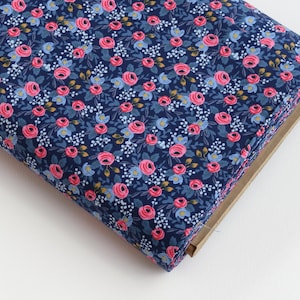 Cotton + Steel Rifle Paper Co. Les Fleurs | Rosa in Navy | AB8004-002