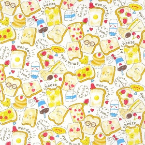EOB 15” Kokka Cotton Oxford Smile Time Bread from | Japanese Import | KOKYPA-39030-2-A Offwhite