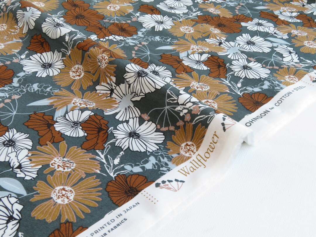 Wallflower Flower Child by Hope Johnson Cotton Steel HJ300HG1 Hunter