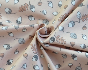 1/2 yard Avalana Jersey Knit Nuts and Leaves  by STOF Fabric Denmark | ST19-696