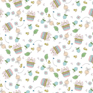 1/2 yard Hubert And Sorrel Harvest Baskets White by Simone Gooding from Riley Blake Designs | C9093-WHITE