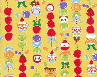 Kokka Sweet Animal Candied Fruit Tanghulu | YGA-81060-2-C Yellow | Medium Weight Cotton Oxford