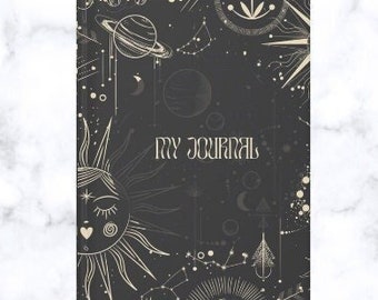 My Journal | Hardcover Matte Journal | Astrological Designed Notebook | Gratitude Diary | Gray Hardcover Journal | 5.75x8 | 150 lined pages
