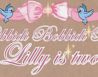 Bippity Boppity Two Birthday Banner |  Print | Editable