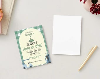 Hole in ONE birthday Banner + Invitation