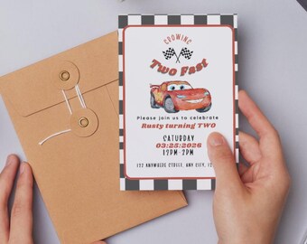 Cars Lighting McQueen Editable Canva Birthday Invitation
