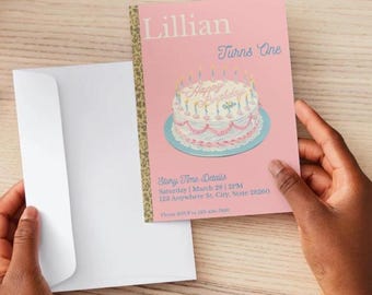 Little Golden Book Invitation. Editable Canva Birthday Invitation