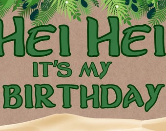 Tropical Island Birthday Banner | Editable Luau Party Welcome Sign | Printable Birthday Decoration | Instant Download | Canva Template
