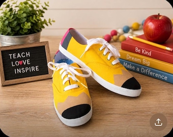 Women’s pencil shoes | hand painted | teacher gifts.