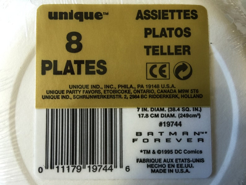 8 Batman Forever party plates