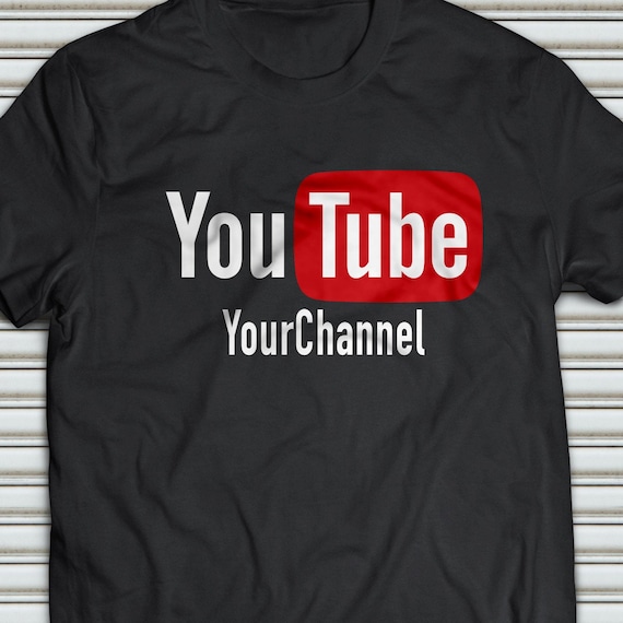 YOUR TEXT CUSTOM YOUTUBE CHANNEL T-shirt Gray S-5XL White or Black