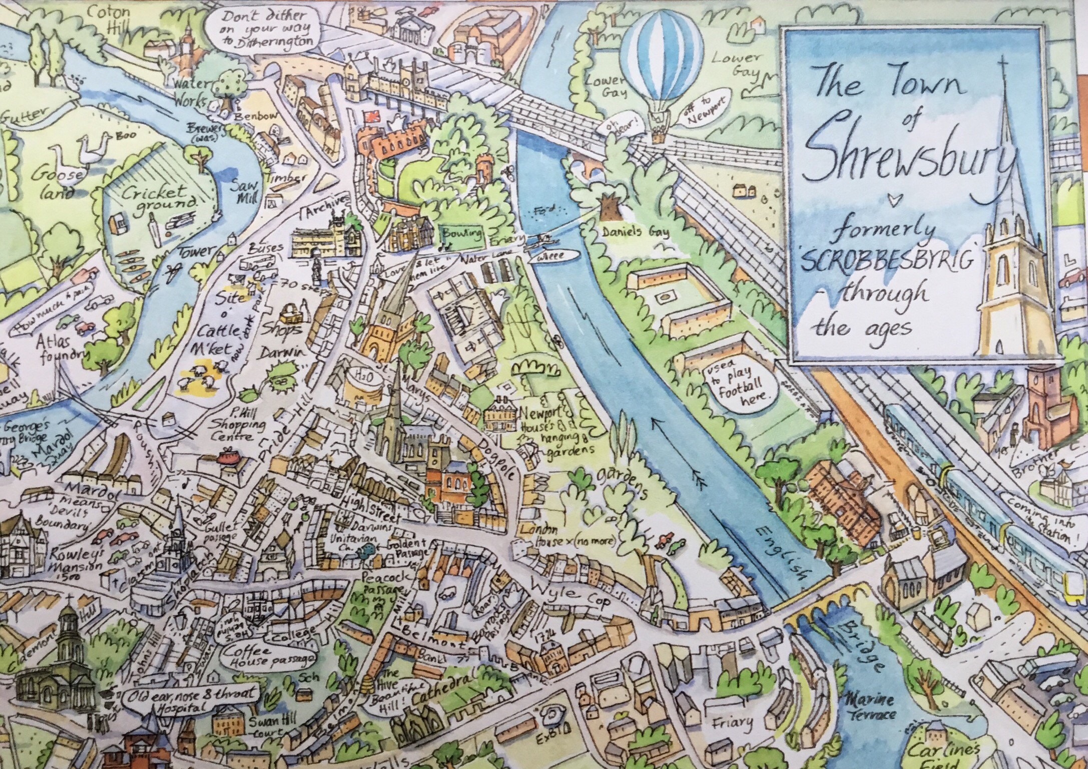 A Map of Shrewsbury Etsy UK