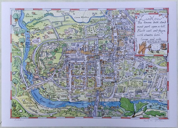 Map Of Ludlow Area New Map Of Ludlow | Etsy Singapore