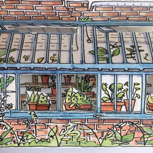 Estufa de Charles Darwin em Down House. Feita à mão pelo artista, apresenta pesquisas históricas e plantas carnívoras.