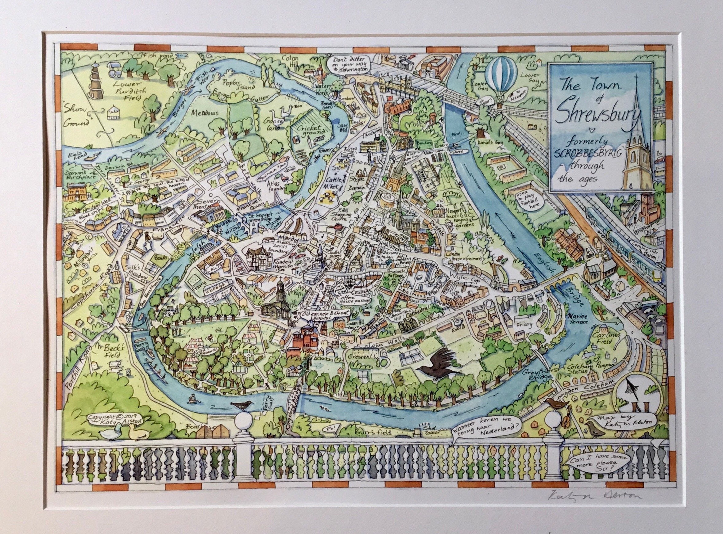 Map Of Shrewsbury And Surrounding Areas A Map Of Shrewsbury | Etsy