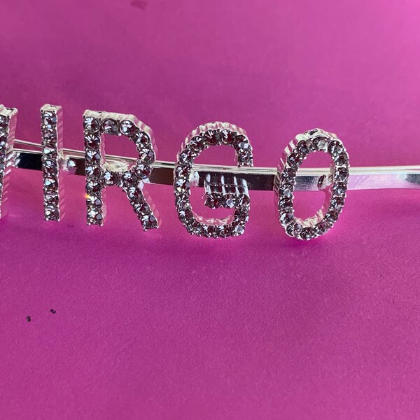 BIRTHDAY BLING VIRGO Rhinestone Letter Hair Pin, Barrette, Virgo Hair Clip, Zodiac Jewelry, Sparkly Pin, Astrology Hair, Virgo Gifts