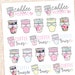 Coffee time sticker sampler - 24 cute, hand-drawn planner stickers