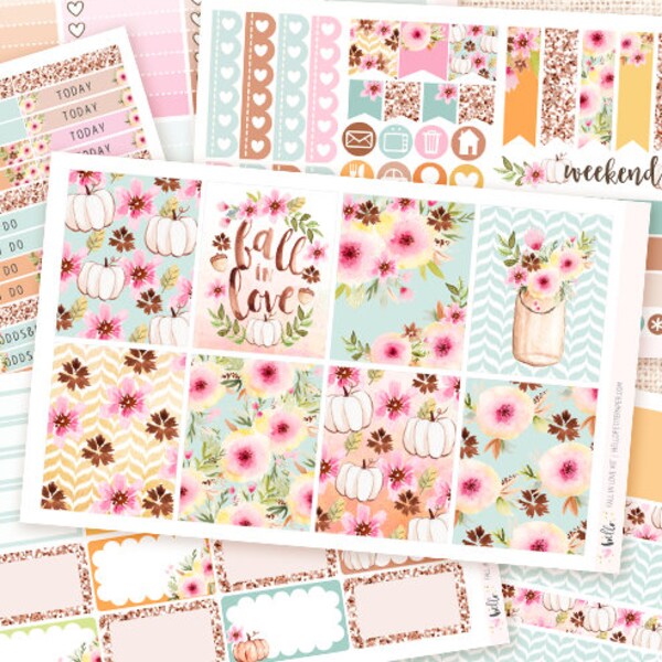 Fall in Love - Fall Stickers Kit / 6 pages, matte or glossy planner stickers