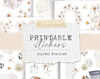Printable decorative stickers - for planners, bullet journal, journals, scrapbooking (PT01) digital download